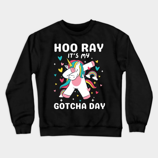 Hooray It's My Gotcha Day Unicorn Girls Boys Kids Toddlers Crewneck Sweatshirt by AimArtStudio